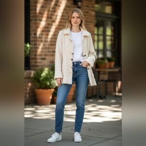 Nwt Free People Cardigan Ivory Bouclé Toggle Coat Soft Wool Horn Large